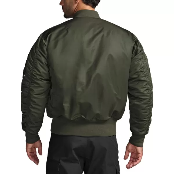 CQR Mens Casual Bomber Jacket Outdoor FallWinter ZipUp Windbreaker Water Resistant Padded MA1 Flight Jacket with PocketNavigator Army Green