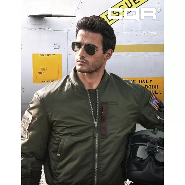 CQR Mens Casual Bomber Jacket Outdoor FallWinter ZipUp Windbreaker Water Resistant Padded MA1 Flight Jacket with PocketNavigator Army Green