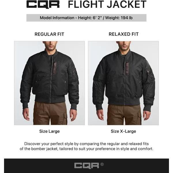 CQR Mens Casual Bomber Jacket Outdoor FallWinter ZipUp Windbreaker Water Resistant Padded MA1 Flight Jacket with PocketNavigator Black