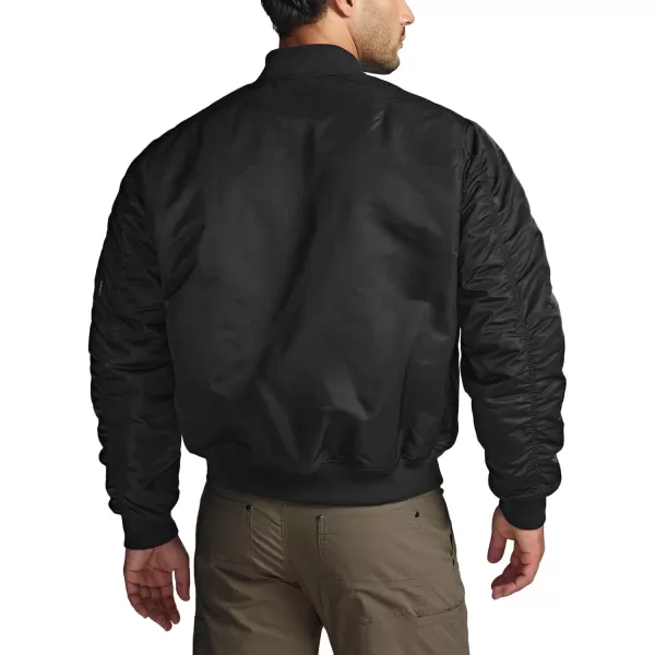 CQR Mens Casual Bomber Jacket Outdoor FallWinter ZipUp Windbreaker Water Resistant Padded MA1 Flight Jacket with PocketWatcher Black