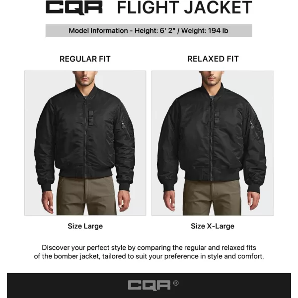 CQR Mens Casual Bomber Jacket Outdoor FallWinter ZipUp Windbreaker Water Resistant Padded MA1 Flight Jacket with PocketWatcher Black