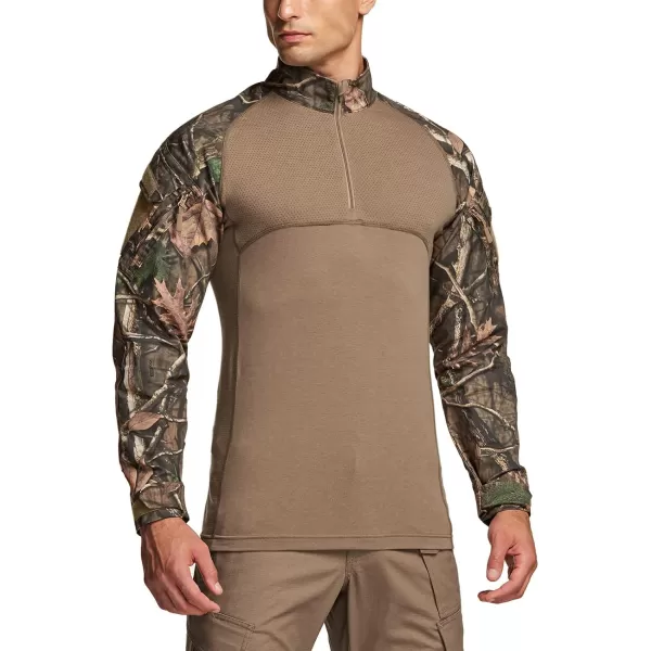 CQR Mens Combat Shirt Tactical 14 Zip Long Sleeve Military BDU Shirts Camo EDC Top with PocketsMilitary Print Shirts Hunting Camo