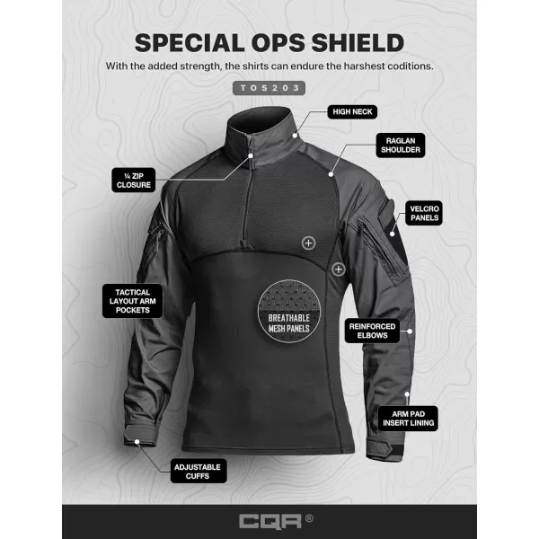 CQR Mens Combat Shirt Tactical 14 Zip Long Sleeve Military BDU Shirts Camo EDC Top with PocketsMilitary Shirts Charcoal