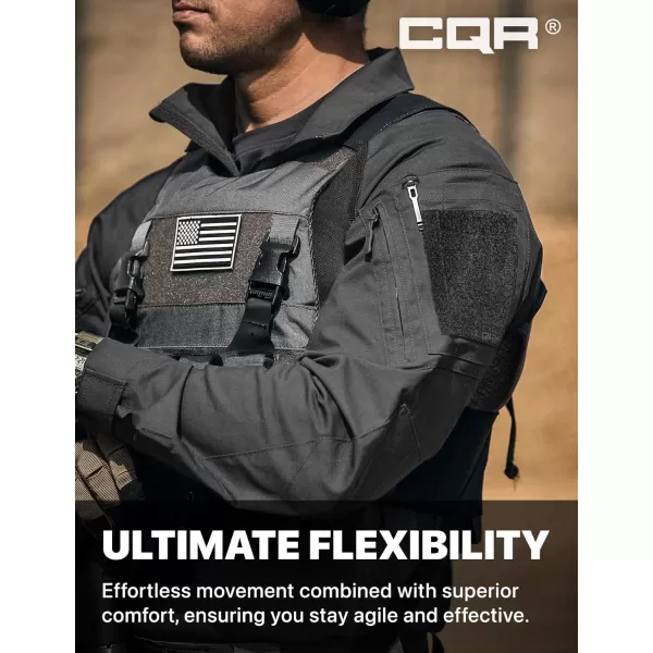 CQR Mens Combat Shirt Tactical 14 Zip Long Sleeve Military BDU Shirts Camo EDC Top with PocketsRaider Charcoal