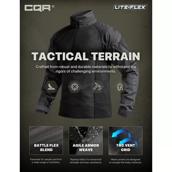 CQR Mens Combat Shirt Tactical 14 Zip Long Sleeve Military BDU Shirts Camo EDC Top with PocketsRaider Charcoal