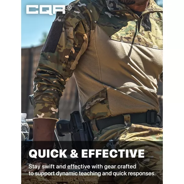 CQR Mens Combat Shirt Tactical 14 Zip Long Sleeve Military BDU Shirts Camo EDC Top with PocketsRaider Pro Utility Camo