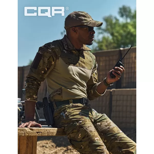 CQR Mens Combat Shirt Tactical 14 Zip Long Sleeve Military BDU Shirts Camo EDC Top with PocketsRaider Pro Utility Camo