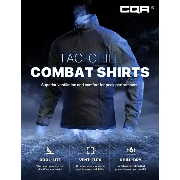 CQR Mens Combat Shirt Tactical 14 Zip Long Sleeve Military BDU Shirts Camo EDC Top with PocketsTac Chill Charcoal