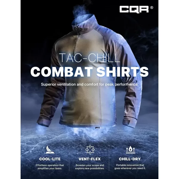 CQR Mens Combat Shirt Tactical 14 Zip Long Sleeve Military BDU Shirts Camo EDC Top with PocketsTac Chill Cougar