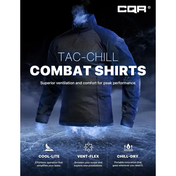 CQR Mens Combat Shirt Tactical 14 Zip Long Sleeve Military BDU Shirts Camo EDC Top with PocketsTac Chill Operator Navy