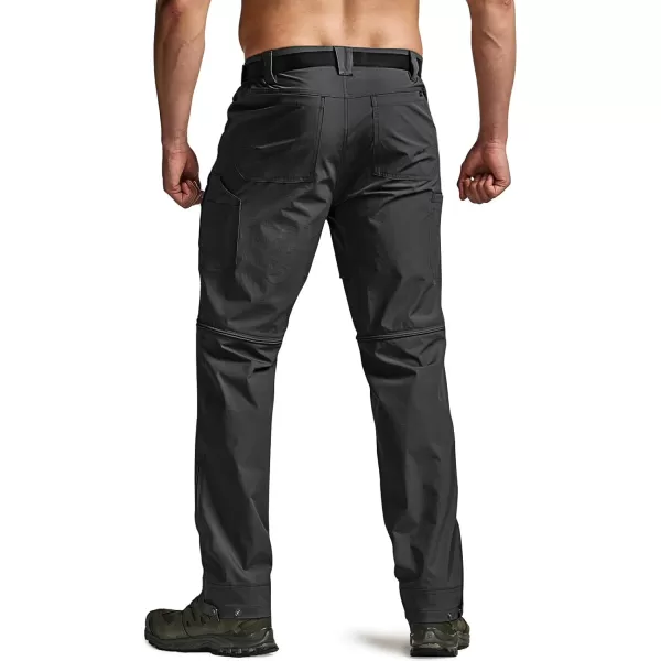 CQR Mens Convertible Cargo Tactical Pants Water Resistant Outdoor Hiking Pants Zip Off Lightweight Stretch Work PantsConvertible Cargo W Belt Black