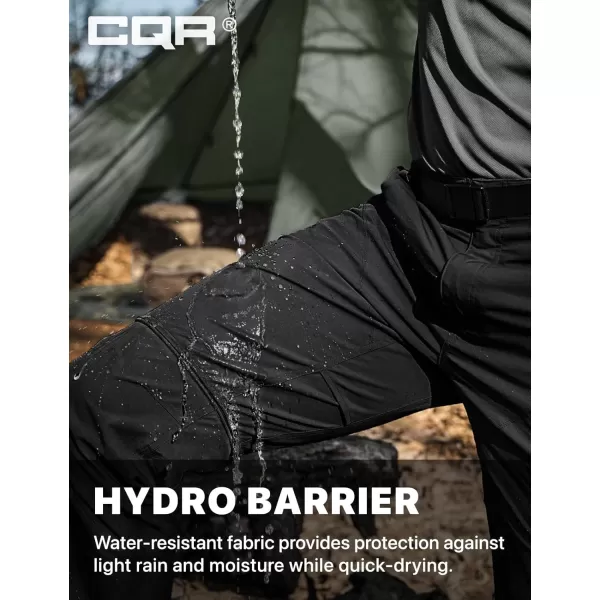 CQR Mens Convertible Cargo Tactical Pants Water Resistant Outdoor Hiking Pants Zip Off Lightweight Stretch Work PantsConvertible Cargo W Belt Black