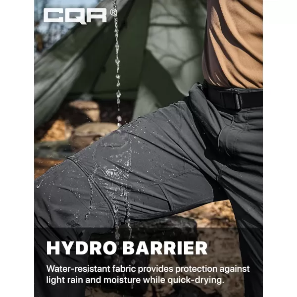 CQR Mens Convertible Cargo Tactical Pants Water Resistant Outdoor Hiking Pants Zip Off Lightweight Stretch Work PantsConvertible Cargo W Belt Carbon Grey