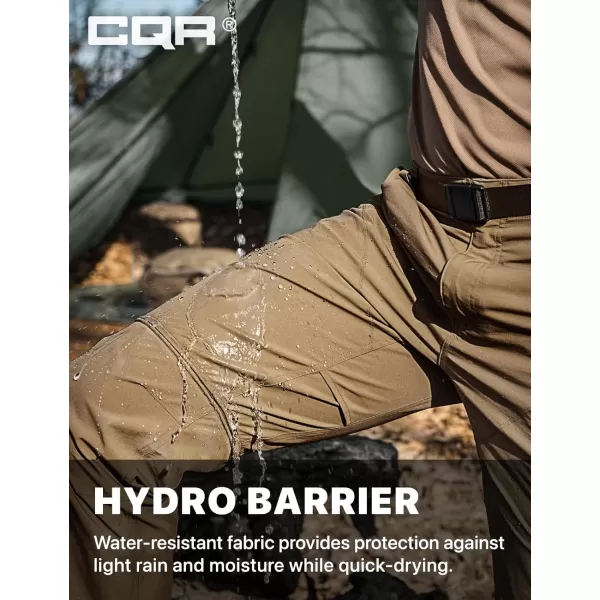 CQR Mens Convertible Cargo Tactical Pants Water Resistant Outdoor Hiking Pants Zip Off Lightweight Stretch Work PantsConvertible Cargo W Belt Coyote