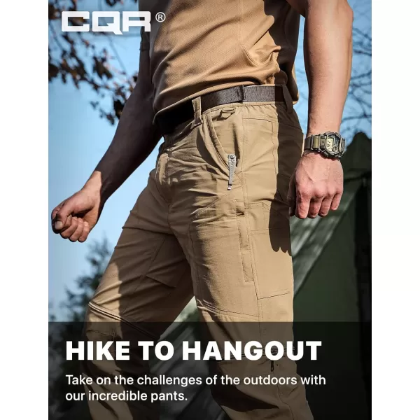 CQR Mens Convertible Cargo Tactical Pants Water Resistant Outdoor Hiking Pants Zip Off Lightweight Stretch Work PantsConvertible Cargo W Belt Coyote