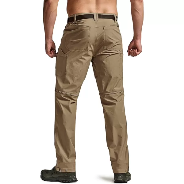 CQR Mens Convertible Cargo Tactical Pants Water Resistant Outdoor Hiking Pants Zip Off Lightweight Stretch Work PantsConvertible Cargo W Belt Coyote