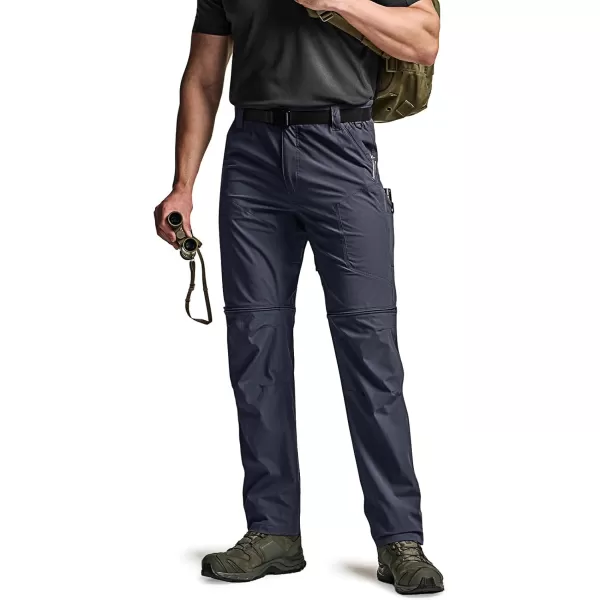 CQR Mens Convertible Cargo Tactical Pants Water Resistant Outdoor Hiking Pants Zip Off Lightweight Stretch Work PantsConvertible Cargo W Belt Navy