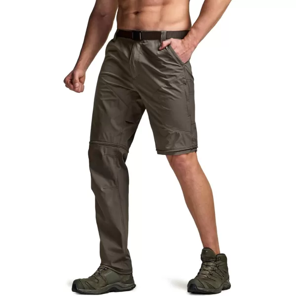 CQR Mens Convertible Cargo Tactical Pants Water Resistant Outdoor Hiking Pants Zip Off Lightweight Stretch Work PantsConvertible Cargo W Belt Sand Khaki