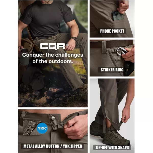 CQR Mens Convertible Cargo Tactical Pants Water Resistant Outdoor Hiking Pants Zip Off Lightweight Stretch Work PantsConvertible Cargo W Belt Sand Khaki