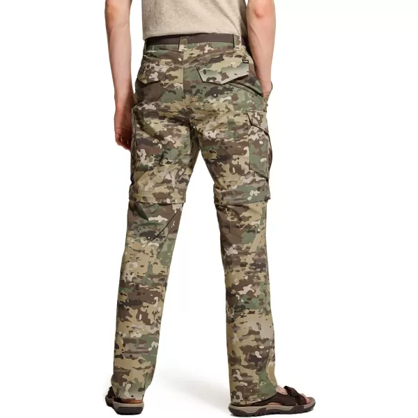 CQR Mens Convertible Cargo Tactical Pants Water Resistant Outdoor Hiking Pants Zip Off Lightweight Stretch Work PantsLightweight Convertible Cargo Utility Camo