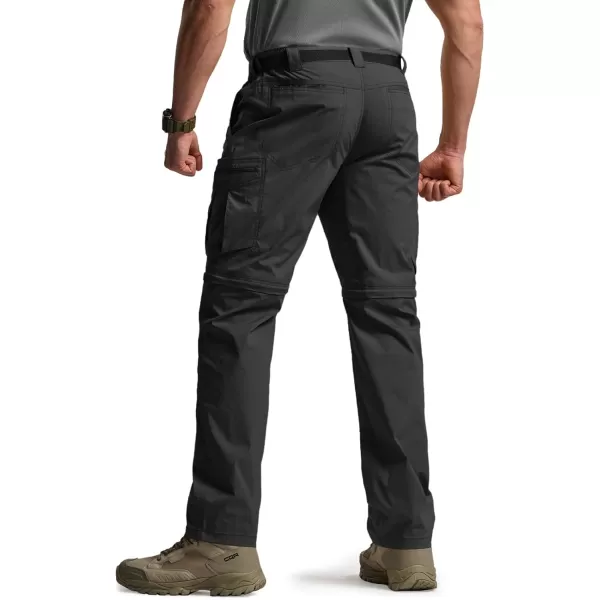 CQR Mens Convertible Cargo Tactical Pants Water Resistant Outdoor Hiking Pants Zip Off Lightweight Stretch Work PantsRunyon Cargo With Belt Black