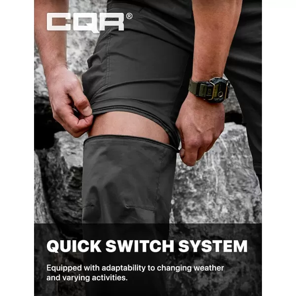 CQR Mens Convertible Cargo Tactical Pants Water Resistant Outdoor Hiking Pants Zip Off Lightweight Stretch Work PantsRunyon Cargo With Belt Black