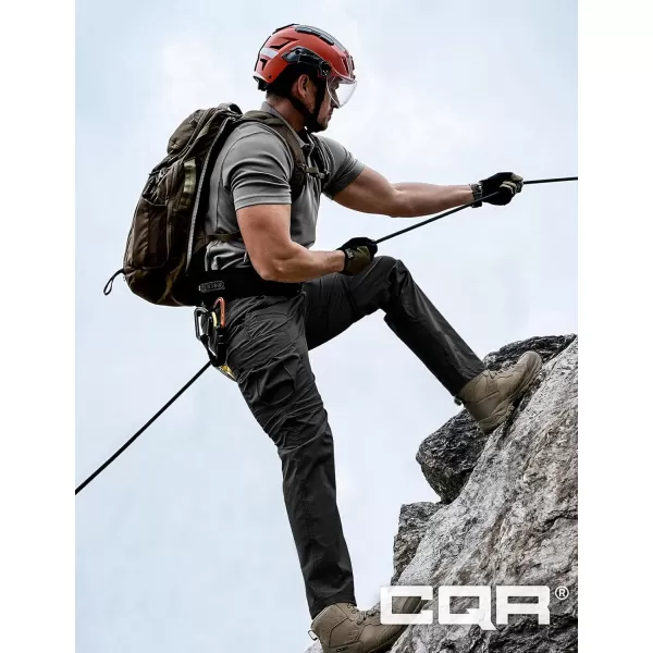 CQR Mens Convertible Cargo Tactical Pants Water Resistant Outdoor Hiking Pants Zip Off Lightweight Stretch Work PantsRunyon Cargo With Belt Black