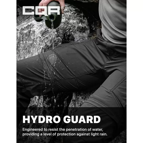 CQR Mens Convertible Cargo Tactical Pants Water Resistant Outdoor Hiking Pants Zip Off Lightweight Stretch Work PantsRunyon Cargo With Belt Black