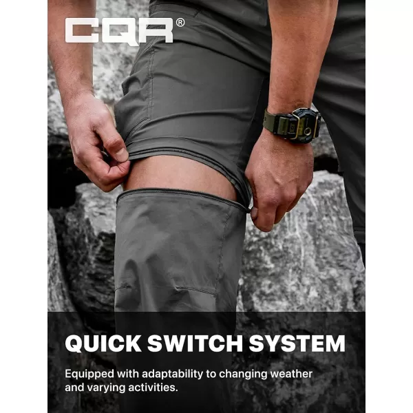 CQR Mens Convertible Cargo Tactical Pants Water Resistant Outdoor Hiking Pants Zip Off Lightweight Stretch Work PantsRunyon Cargo With Belt Charcoal