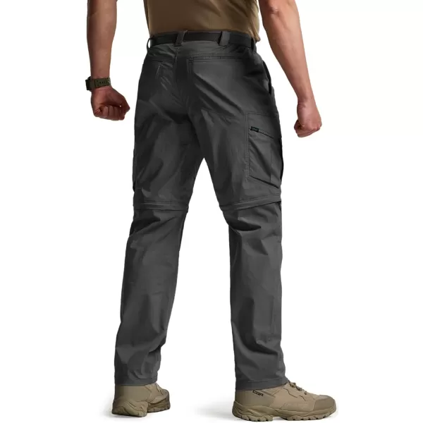 CQR Mens Convertible Cargo Tactical Pants Water Resistant Outdoor Hiking Pants Zip Off Lightweight Stretch Work PantsRunyon Cargo With Belt Charcoal