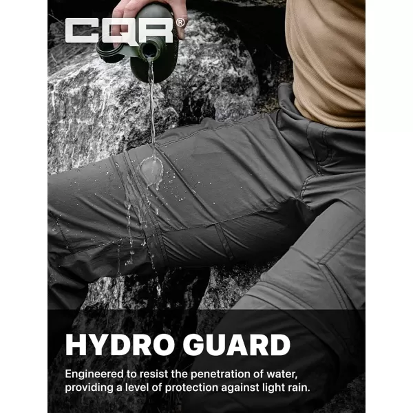 CQR Mens Convertible Cargo Tactical Pants Water Resistant Outdoor Hiking Pants Zip Off Lightweight Stretch Work PantsRunyon Cargo With Belt Charcoal