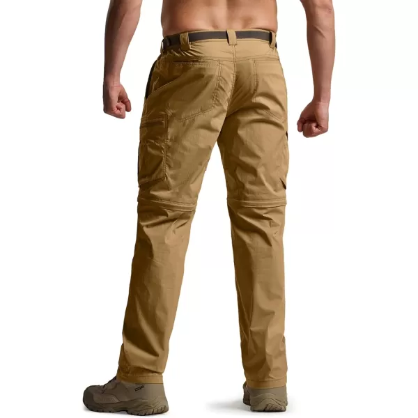 CQR Mens Convertible Cargo Tactical Pants Water Resistant Outdoor Hiking Pants Zip Off Lightweight Stretch Work PantsRunyon Cargo With Belt Cougar