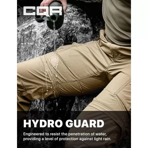 CQR Mens Convertible Cargo Tactical Pants Water Resistant Outdoor Hiking Pants Zip Off Lightweight Stretch Work PantsRunyon Cargo With Belt Dune Khaki