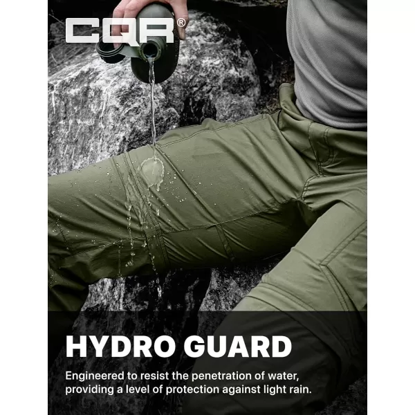 CQR Mens Convertible Cargo Tactical Pants Water Resistant Outdoor Hiking Pants Zip Off Lightweight Stretch Work PantsRunyon Cargo With Belt Green Kelp