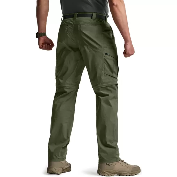 CQR Mens Convertible Cargo Tactical Pants Water Resistant Outdoor Hiking Pants Zip Off Lightweight Stretch Work PantsRunyon Cargo With Belt Green Kelp