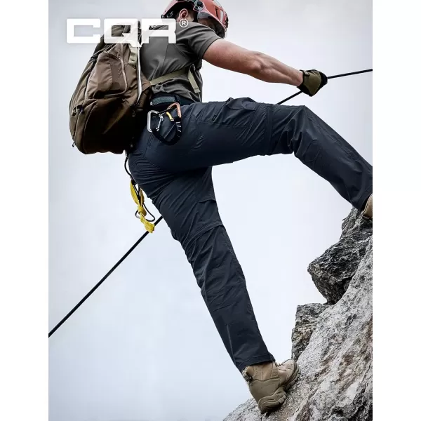 CQR Mens Convertible Cargo Tactical Pants Water Resistant Outdoor Hiking Pants Zip Off Lightweight Stretch Work PantsRunyon Cargo With Belt Navy