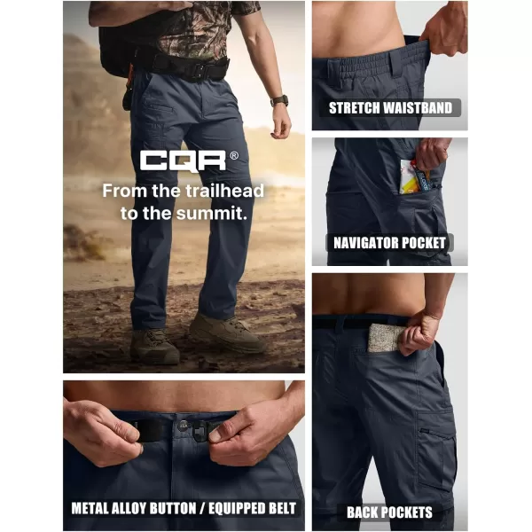 CQR Mens Convertible Cargo Tactical Pants Water Resistant Outdoor Hiking Pants Zip Off Lightweight Stretch Work PantsRunyon Cargo With Belt Navy