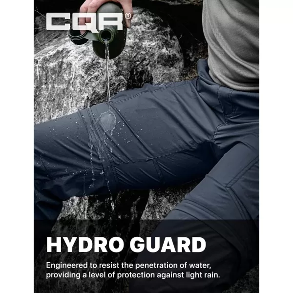 CQR Mens Convertible Cargo Tactical Pants Water Resistant Outdoor Hiking Pants Zip Off Lightweight Stretch Work PantsRunyon Cargo With Belt Navy