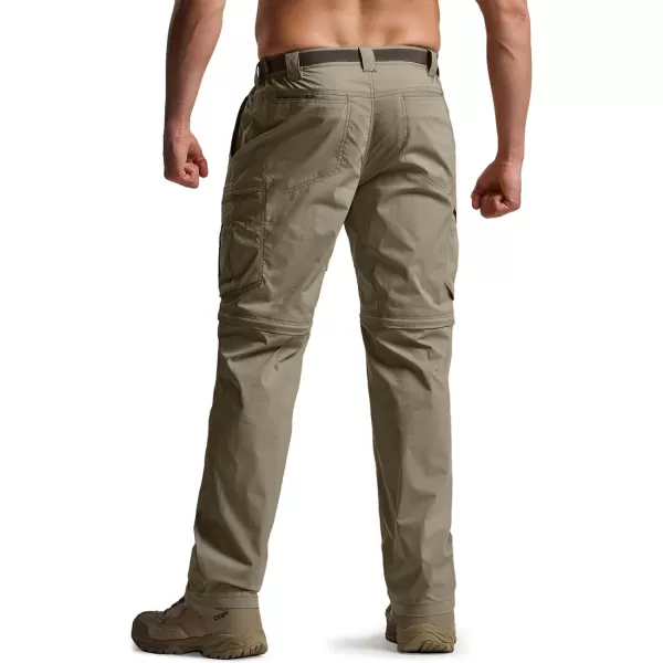 CQR Mens Convertible Cargo Tactical Pants Water Resistant Outdoor Hiking Pants Zip Off Lightweight Stretch Work PantsRunyon Cargo With Belt Sandstorm