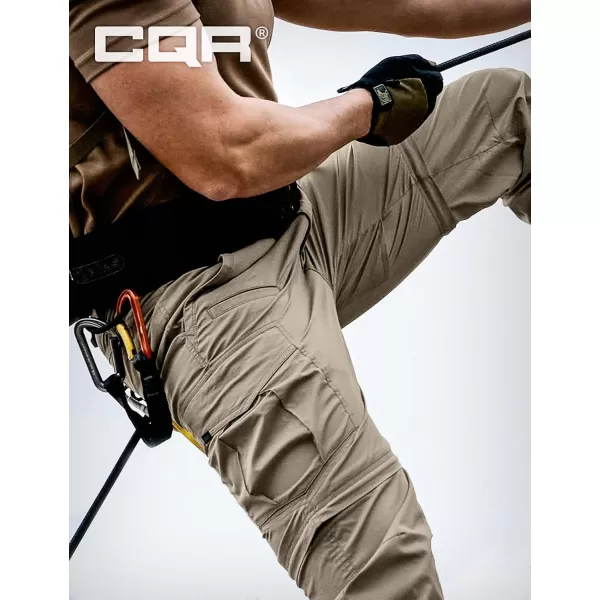 CQR Mens Convertible Cargo Tactical Pants Water Resistant Outdoor Hiking Pants Zip Off Lightweight Stretch Work PantsRunyon Cargo With Belt Sandstorm