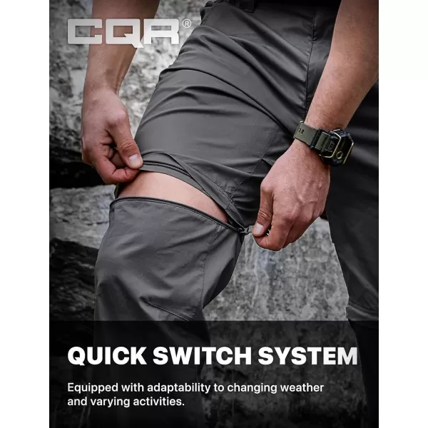 CQR Mens Convertible Cargo Tactical Pants Water Resistant Outdoor Hiking Pants Zip Off Lightweight Stretch Work PantsRunyon Charcoal