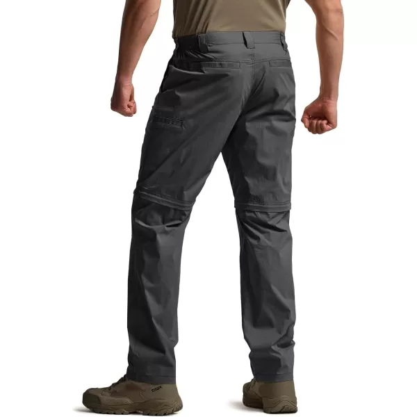 CQR Mens Convertible Cargo Tactical Pants Water Resistant Outdoor Hiking Pants Zip Off Lightweight Stretch Work PantsRunyon Charcoal