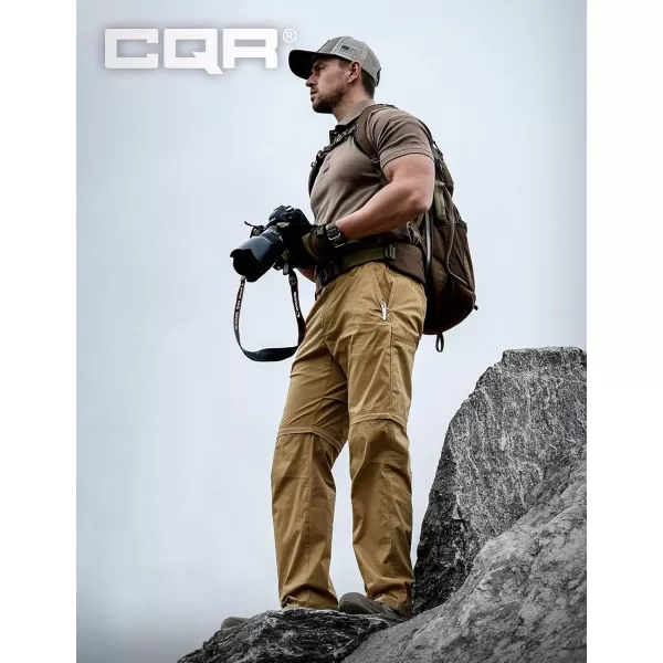 CQR Mens Convertible Cargo Tactical Pants Water Resistant Outdoor Hiking Pants Zip Off Lightweight Stretch Work PantsRunyon Cougar