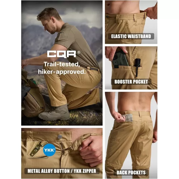 CQR Mens Convertible Cargo Tactical Pants Water Resistant Outdoor Hiking Pants Zip Off Lightweight Stretch Work PantsRunyon Cougar