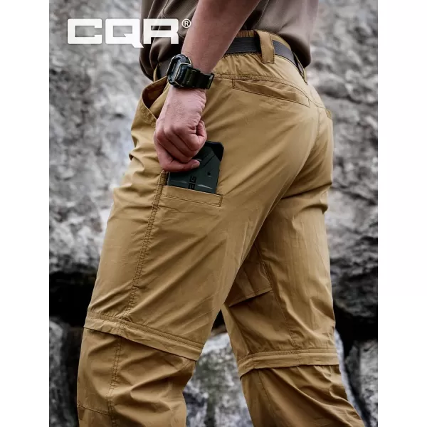 CQR Mens Convertible Cargo Tactical Pants Water Resistant Outdoor Hiking Pants Zip Off Lightweight Stretch Work PantsRunyon Cougar