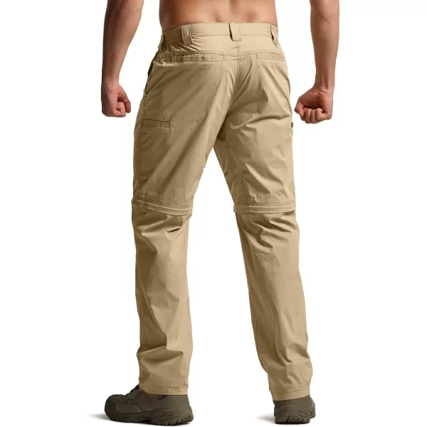 CQR Mens Convertible Cargo Tactical Pants Water Resistant Outdoor Hiking Pants Zip Off Lightweight Stretch Work PantsRunyon Dune Khaki