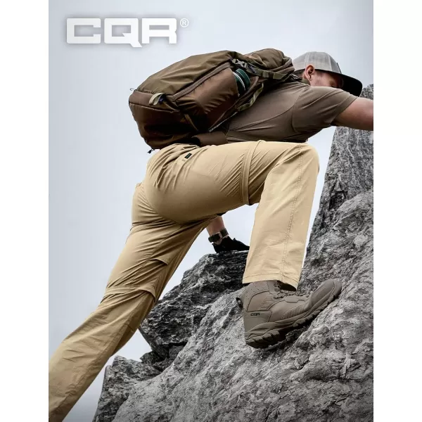 CQR Mens Convertible Cargo Tactical Pants Water Resistant Outdoor Hiking Pants Zip Off Lightweight Stretch Work PantsRunyon Dune Khaki