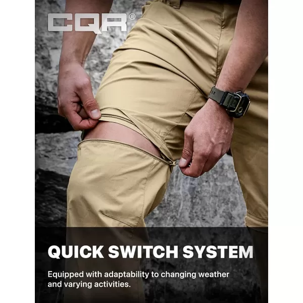 CQR Mens Convertible Cargo Tactical Pants Water Resistant Outdoor Hiking Pants Zip Off Lightweight Stretch Work PantsRunyon Dune Khaki