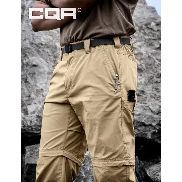 CQR Mens Convertible Cargo Tactical Pants Water Resistant Outdoor Hiking Pants Zip Off Lightweight Stretch Work PantsRunyon Dune Khaki