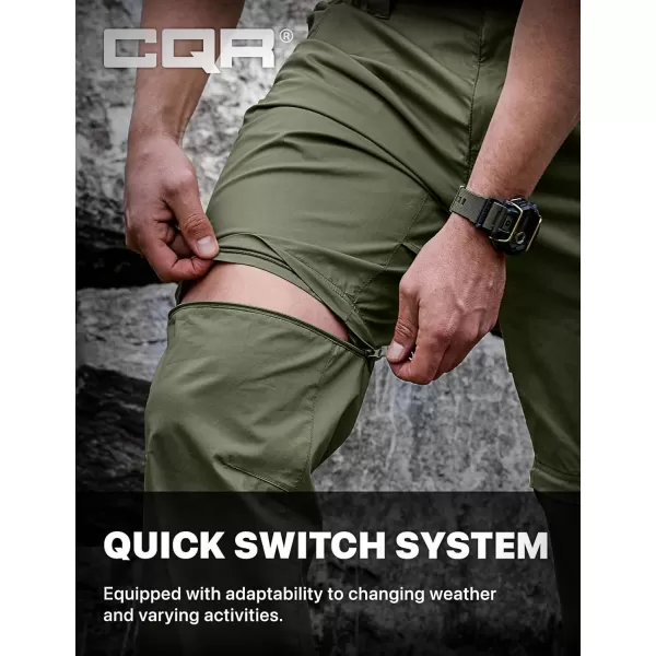 CQR Mens Convertible Cargo Tactical Pants Water Resistant Outdoor Hiking Pants Zip Off Lightweight Stretch Work PantsRunyon Green Kelp